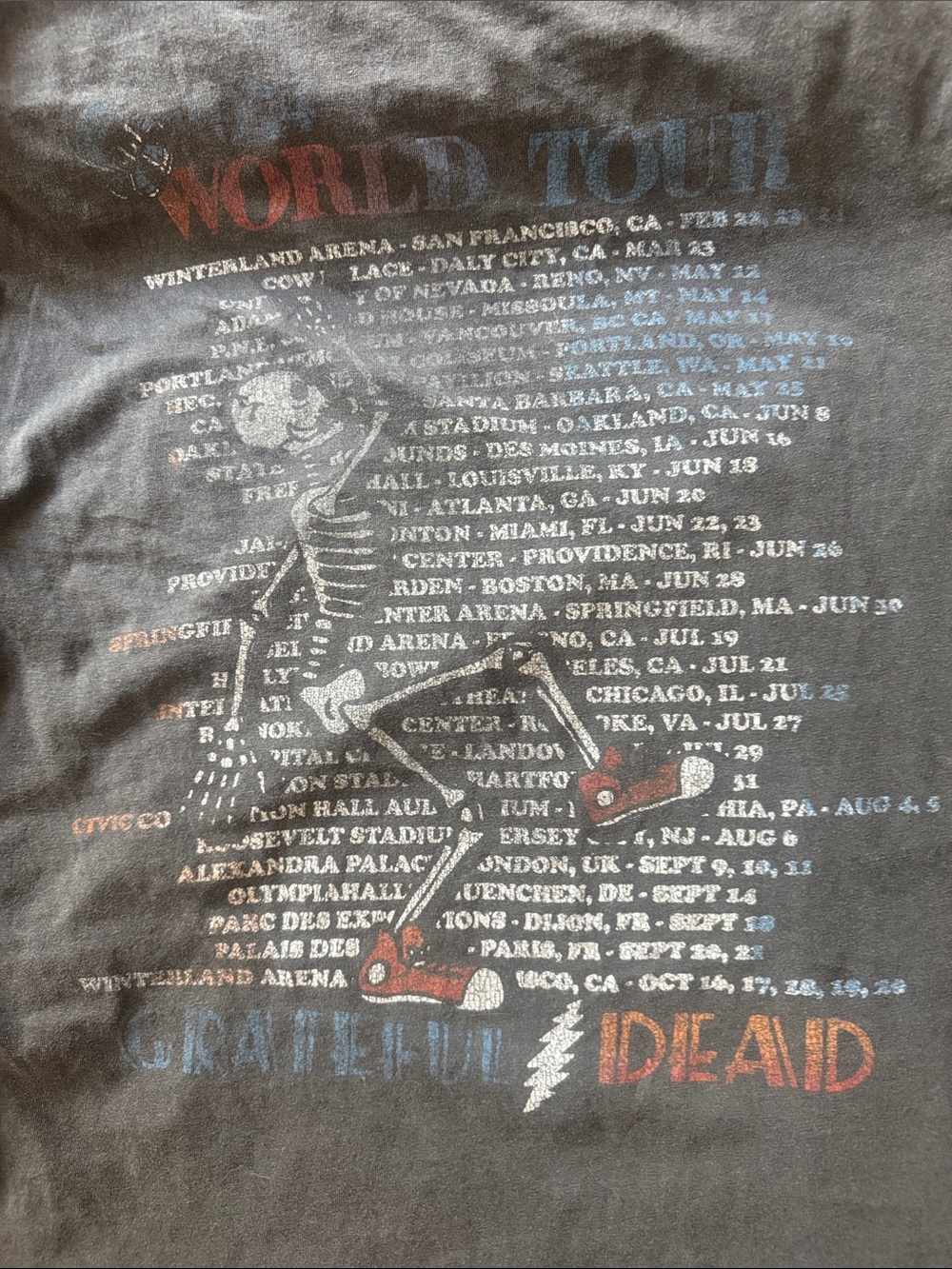 Junk Food Clothing Charcoal Grateful Dead 1974 Kids Tee with Red & Blue Logo - Picture 4 of 5